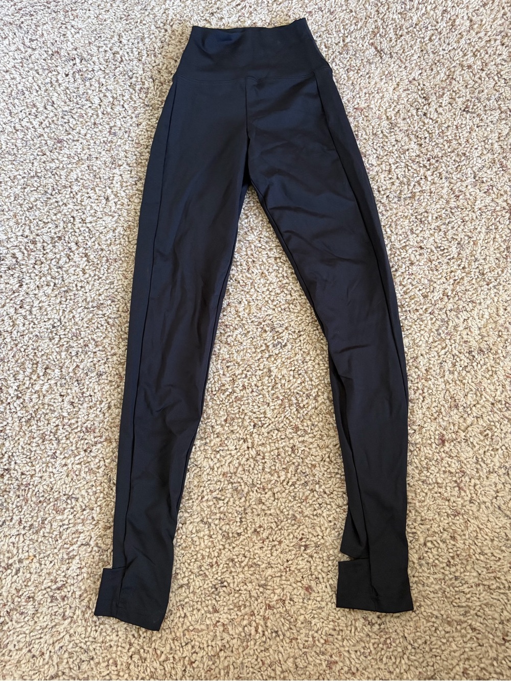 Capezio Black Performance Stirrup Leggings with Fold-Over Waist